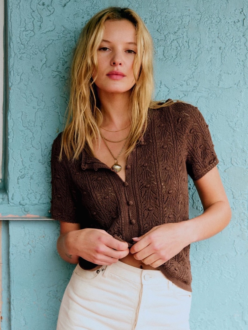 Sézane MILANE TOP size XS BROWN